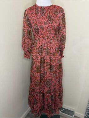 BODEN METALLIC SMOCKED MAXI DRESS US 2P